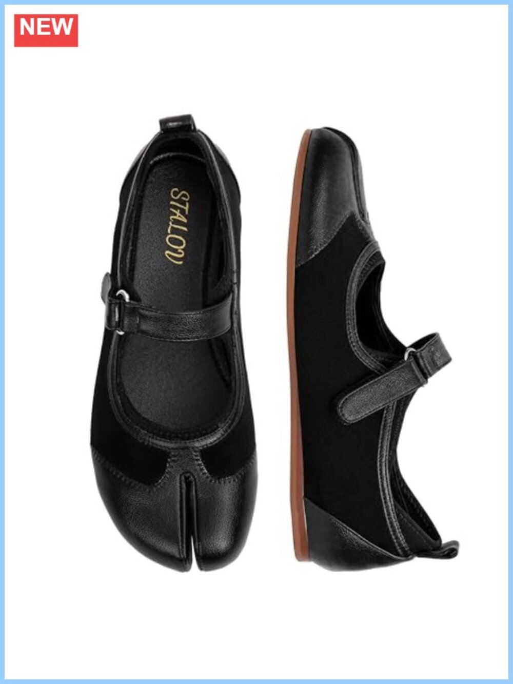 Tabi Ballet Flats Suede Split-Toe Mary Janes Hook Loop